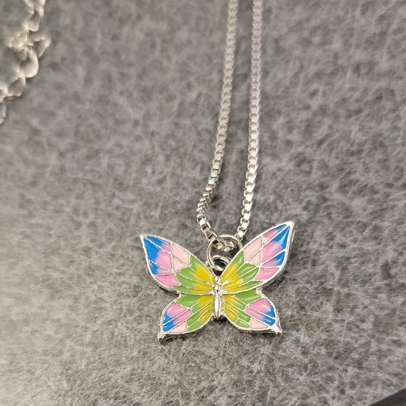 Fashion Jewelry Jewelry - Fashion Jewelry Blue and Pink Butterfly Necklace